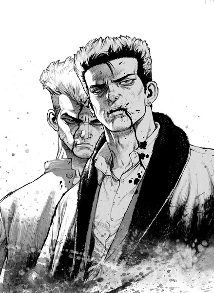 Rokudenashi Blues Gaiden Manga Art by Boichi Featuring Onizuka and Kasai